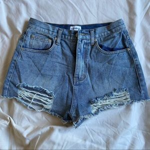 Superdown distress jean shorts